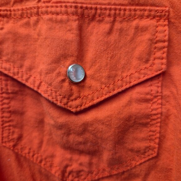Guess Button-Down Top Long Sleeve Orange/Red size Medium - Picture 4 of 7